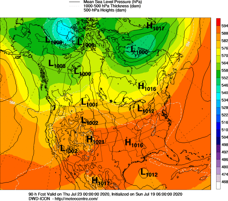 90 Hour Pressure Forecast
